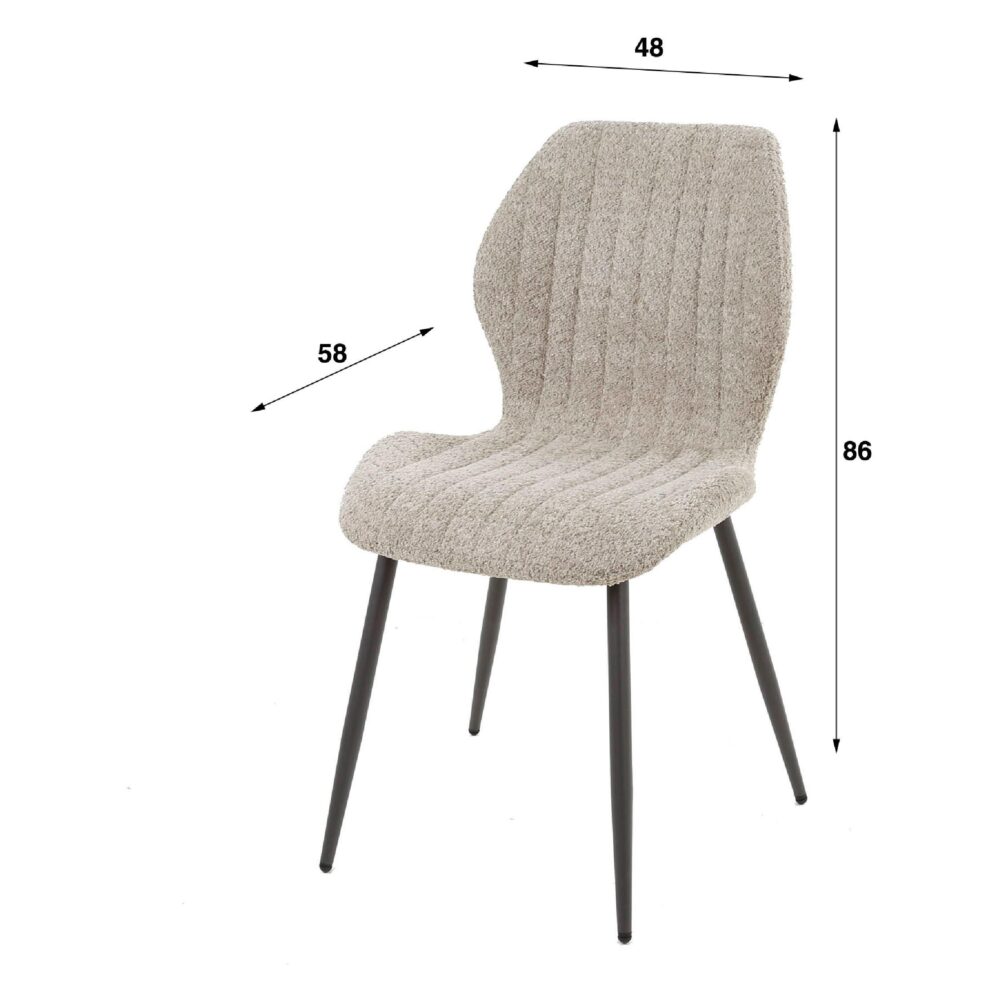 Nest of Nora bouclé eetkamerstoelen zand afbeelding 2