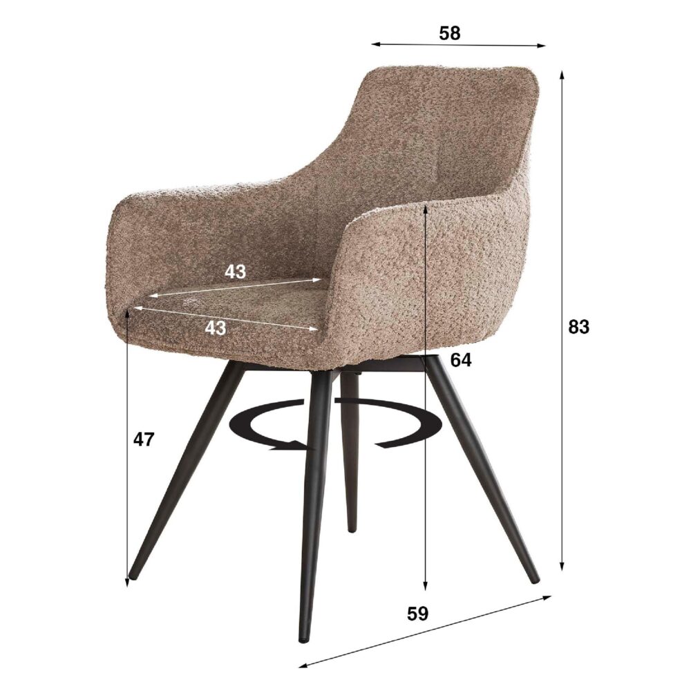 Nest of Nora bouclé eetkamerstoelen zand afbeelding 2