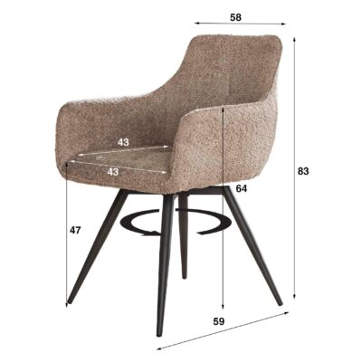 Nest of Nora bouclé eetkamerstoelen zand afbeelding 2