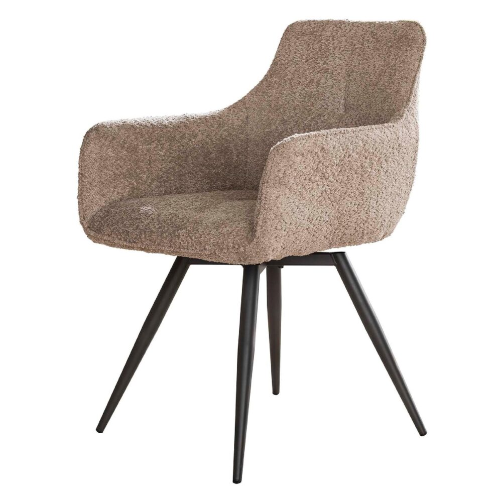 Nest of Nora bouclé eetkamerstoelen zand afbeelding 1