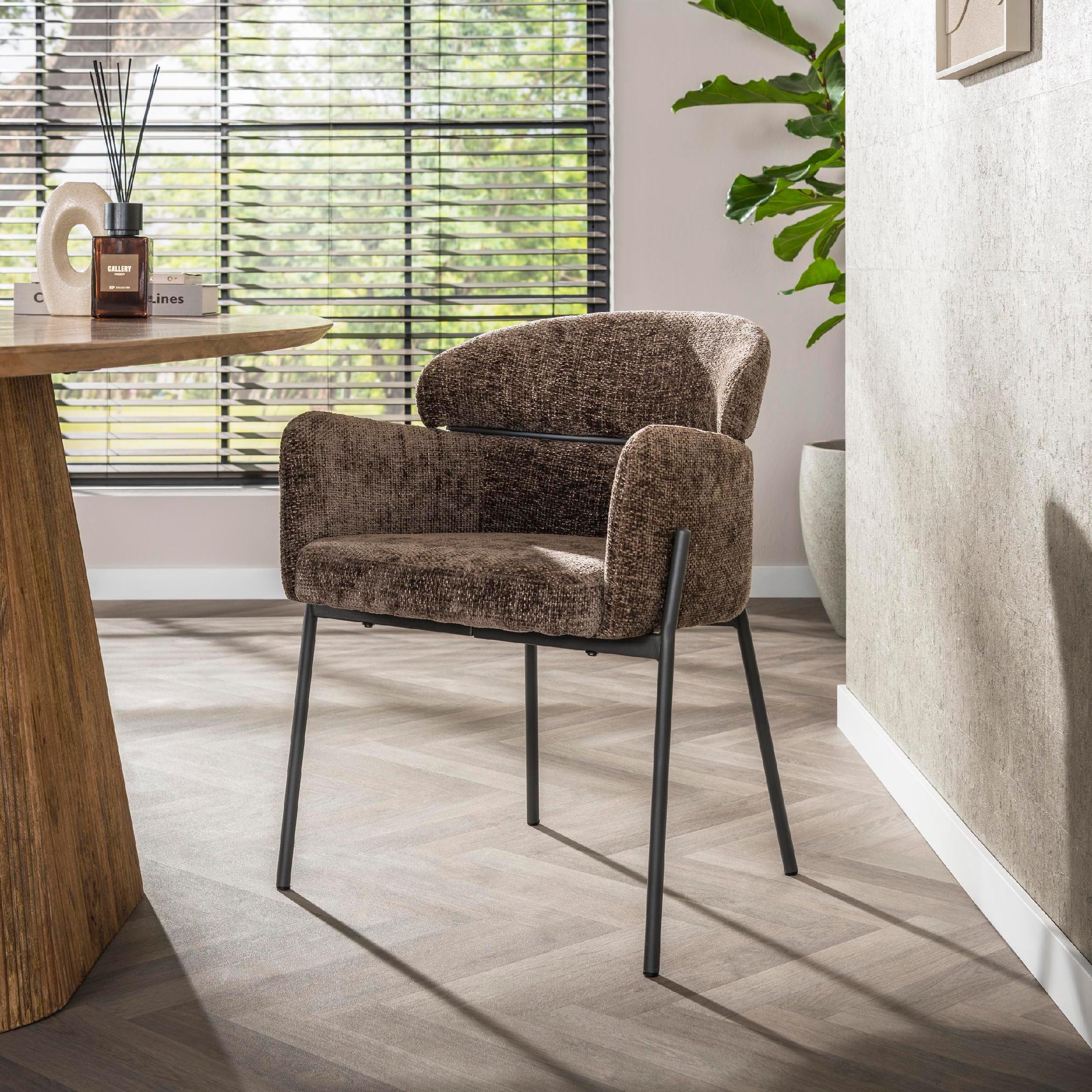 Alea taupe eetkamerstoelen met armleuning afbeelding 7