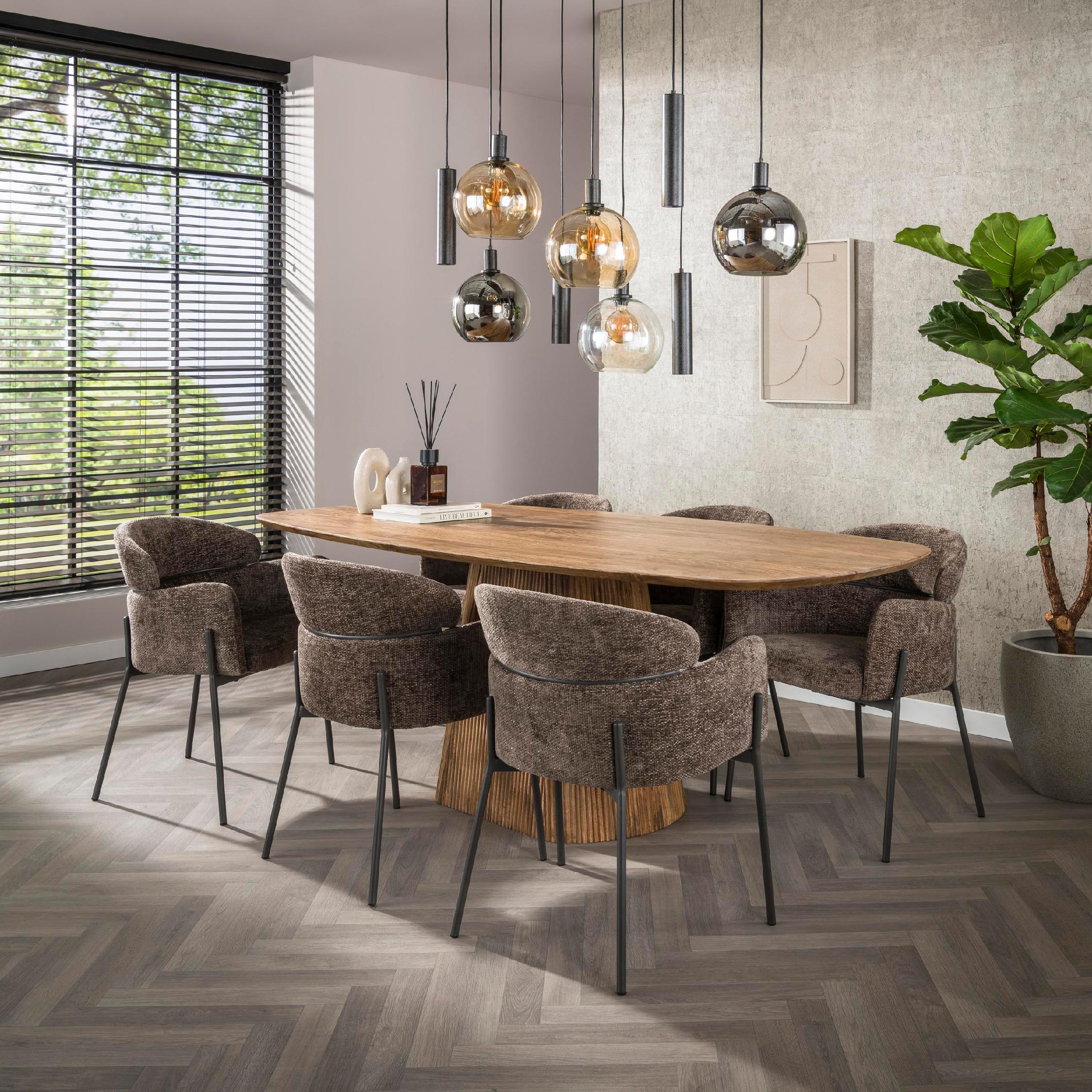 Alea taupe eetkamerstoelen met armleuning afbeelding 8