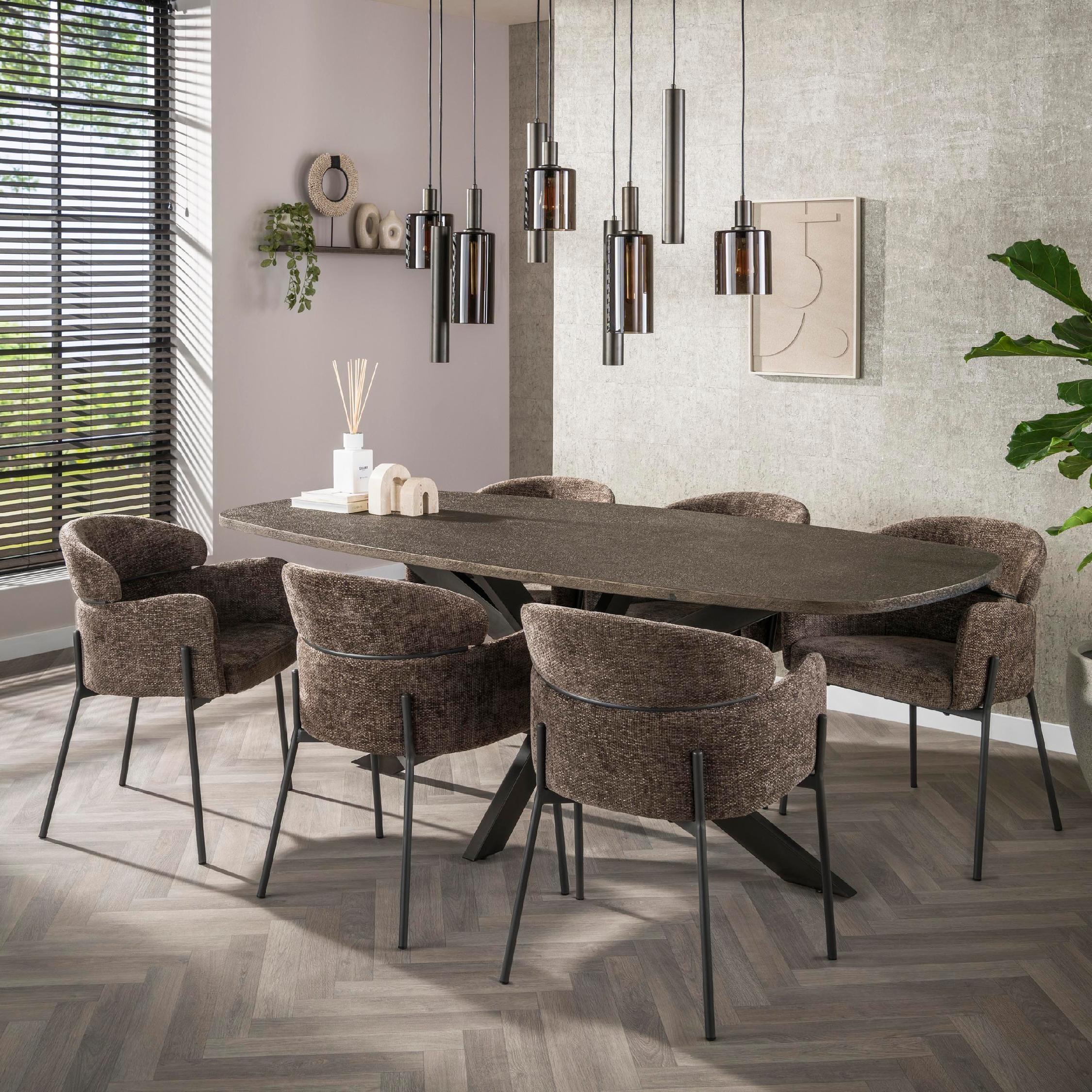 Alea taupe eetkamerstoelen met armleuning afbeelding 9