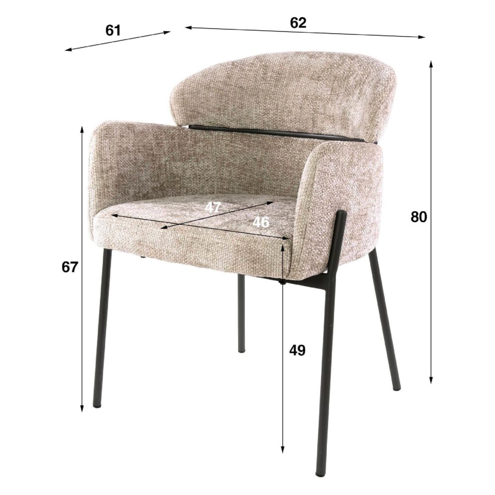 Alea eetkamerstoelen zand met armleuning afbeelding 6