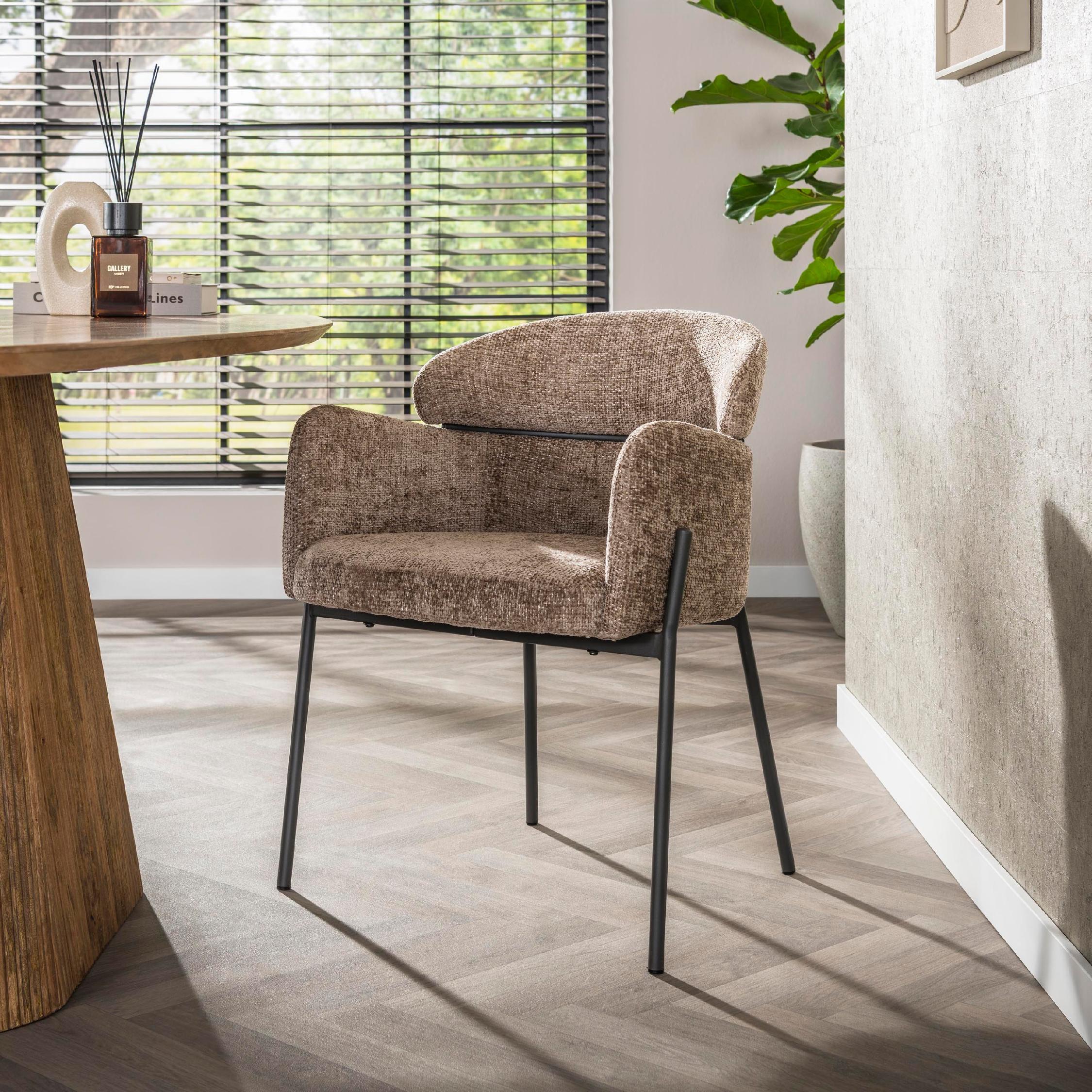 Alea champagne eetkamerstoelen met armleuning afbeelding 7