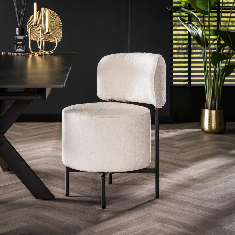 draaibare bouclé eetkamerstoelen Kiro wit afbeelding 3