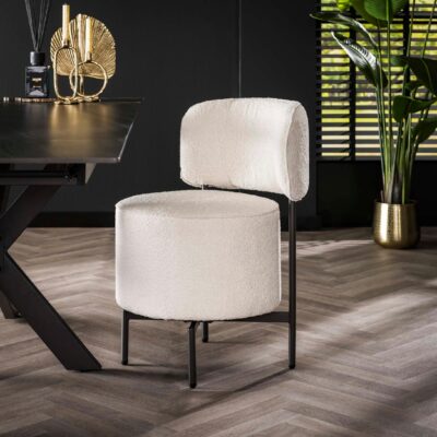 draaibare bouclé eetkamerstoelen Kiro wit afbeelding 3