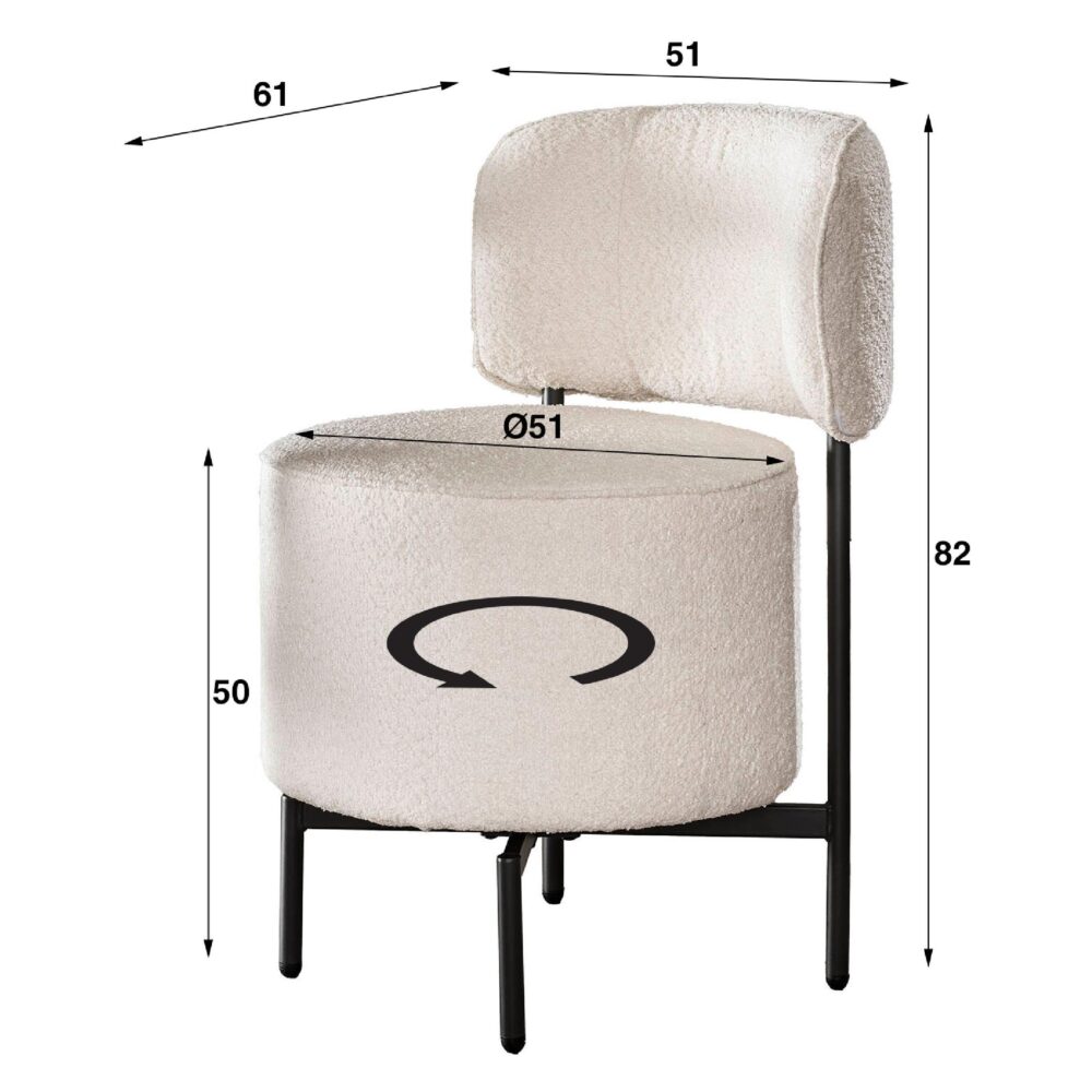 draaibare bouclé eetkamerstoelen Kiro wit afbeelding 2