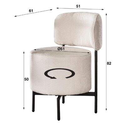 draaibare bouclé eetkamerstoelen Kiro wit afbeelding 2