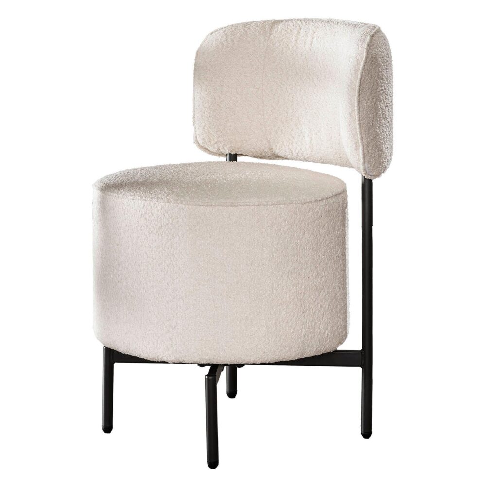 draaibare bouclé eetkamerstoelen Kiro wit afbeelding 1