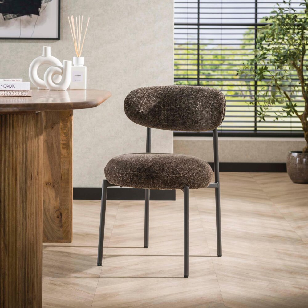 bruine eetkamerstoelen set van 2 Vesk afbeelding 7