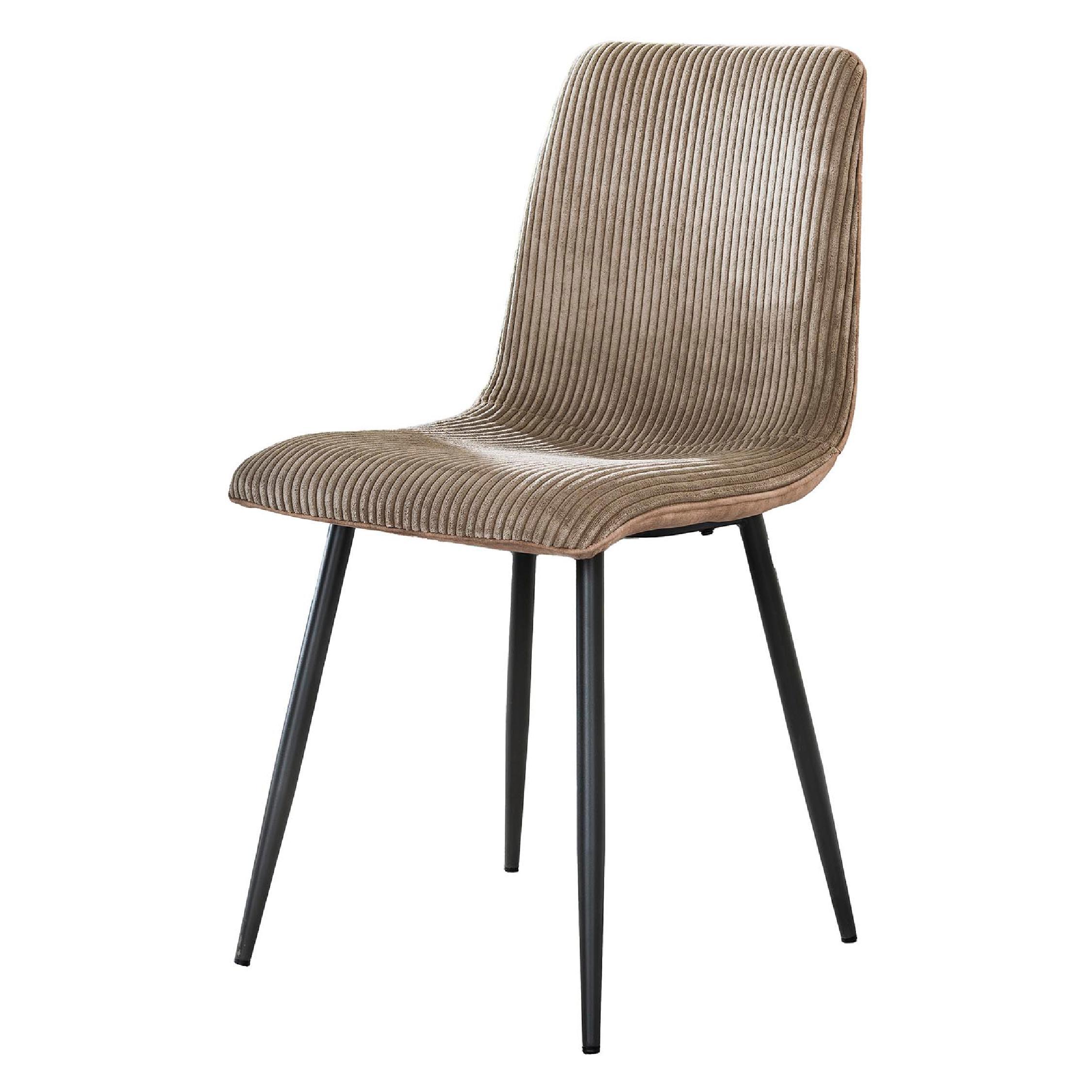 Kara ribstof eetkamerstoelen zand afbeelding 1