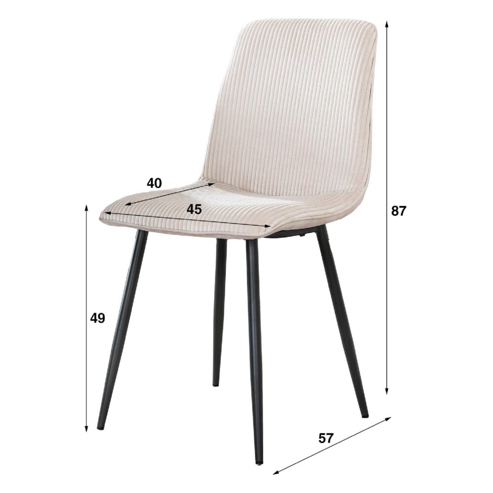 Nest of Nora ivoor ribstof eetkamerstoelen set van 4 afbeelding 2