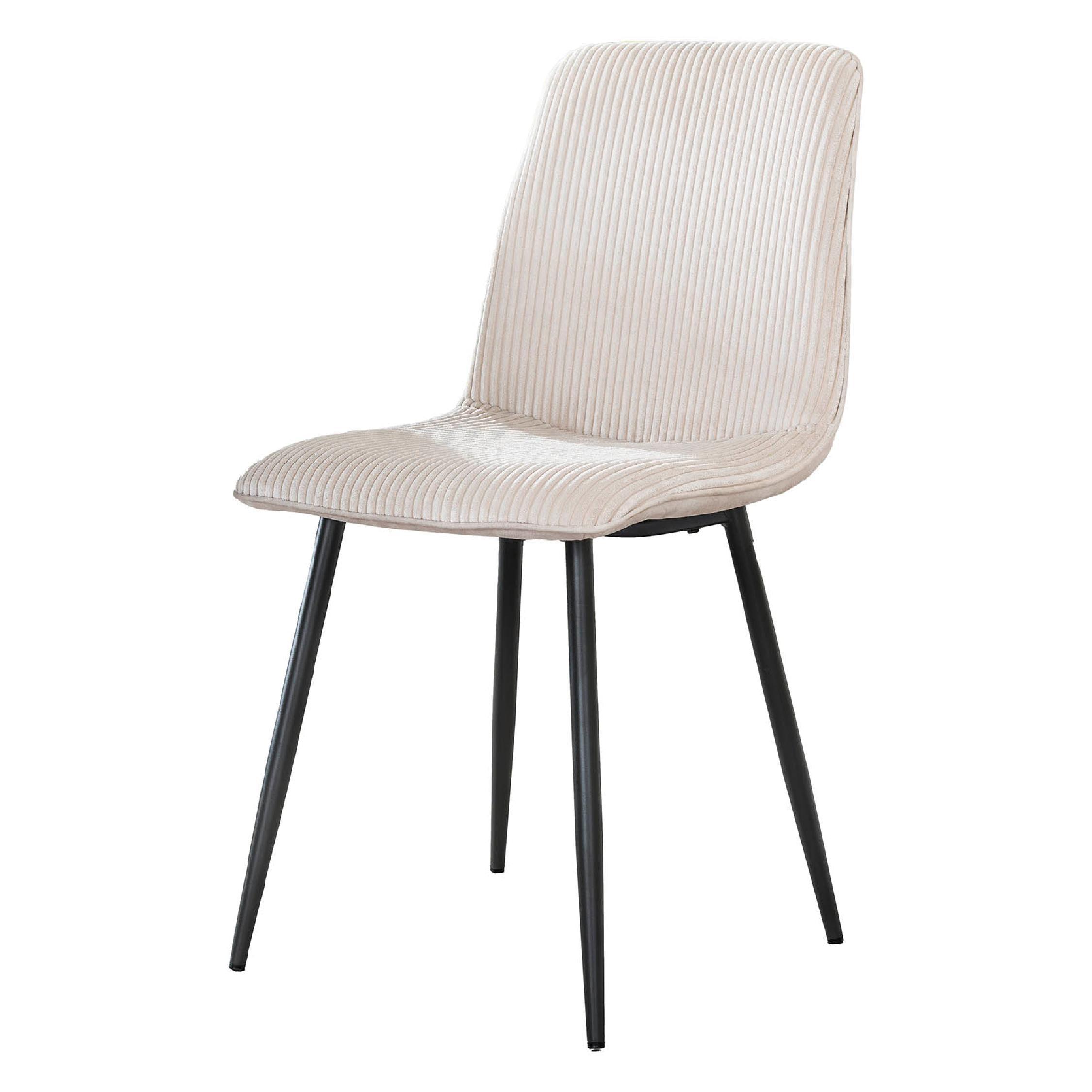 Nest of Nora ivoor ribstof eetkamerstoelen set van 4 afbeelding 1