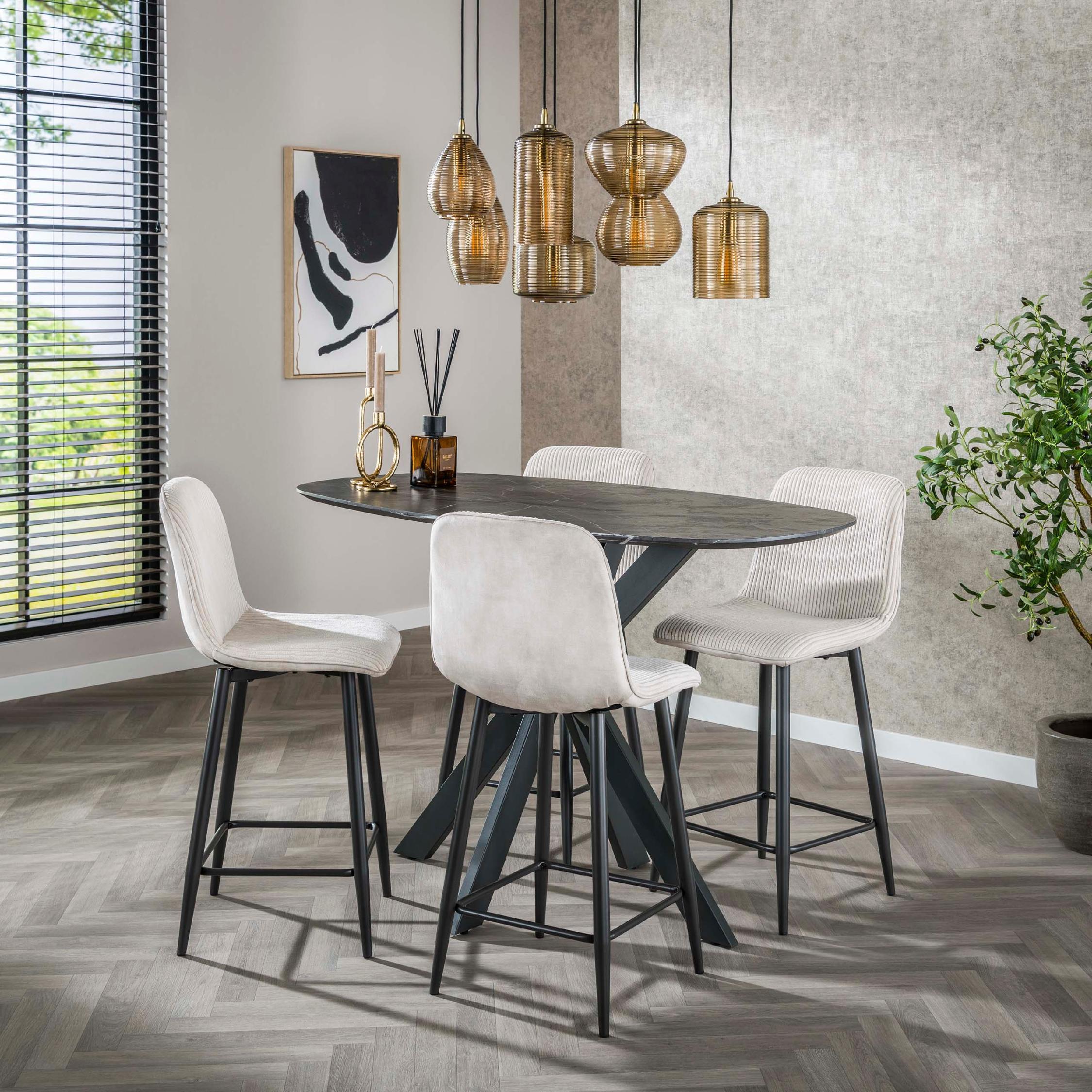 ribstof barstoelen Kara ivoor afbeelding 4