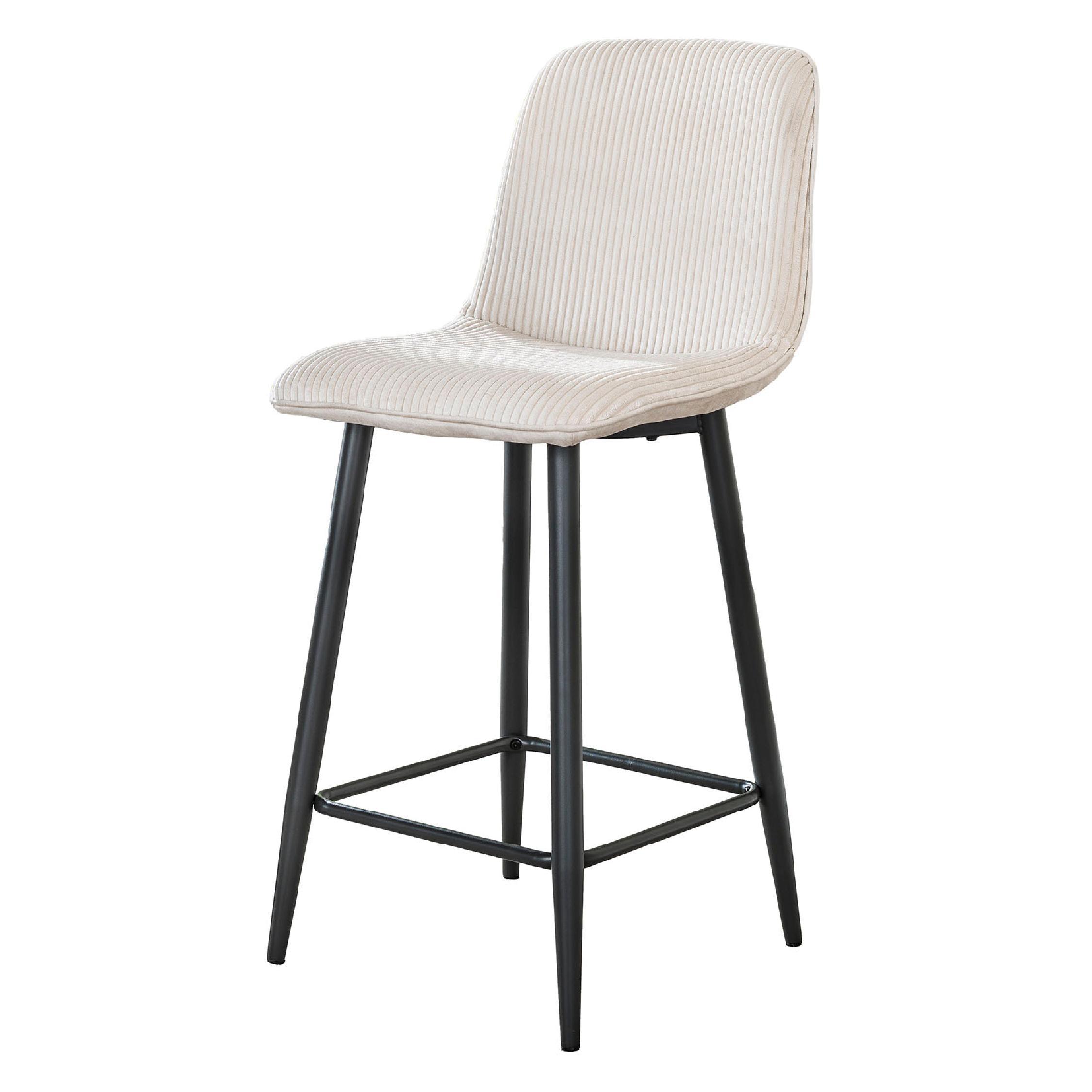 ribstof barstoelen Kara ivoor afbeelding 1