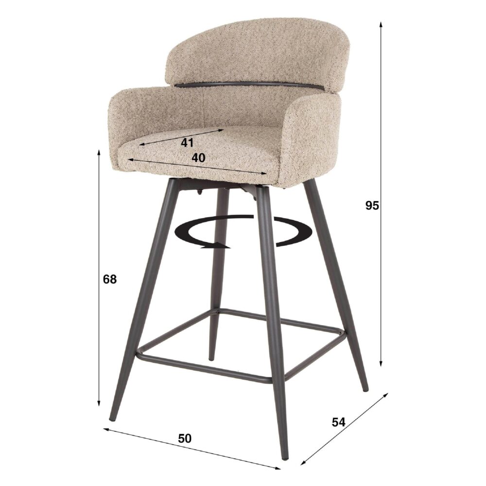 draaibare bouclé barstoelen Alea zand afbeelding 2