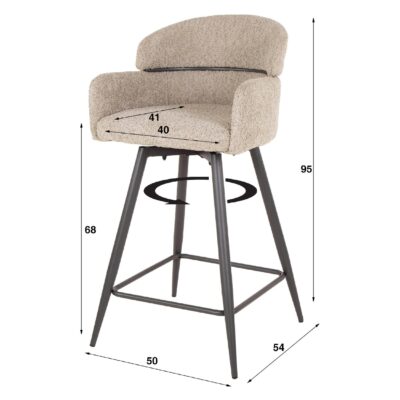 draaibare bouclé barstoelen Alea zand afbeelding 2