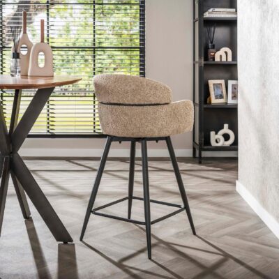 draaibare bouclé barstoelen Alea zand afbeelding 4