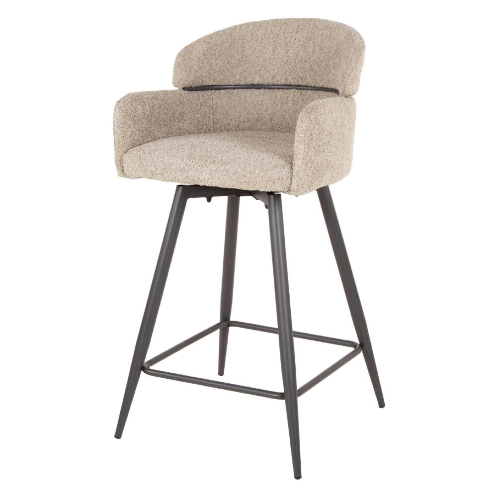 draaibare bouclé barstoelen Alea zand afbeelding 1