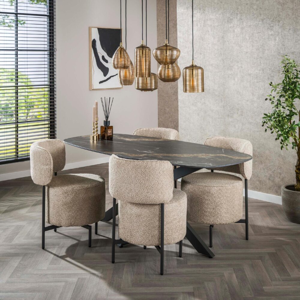 deens ovalen eettafel 180 cm zwart afbeelding 3