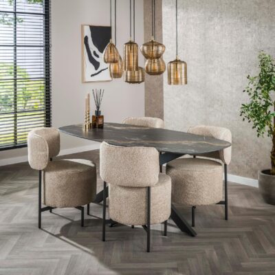 deens ovalen eettafel 180 cm zwart afbeelding 3