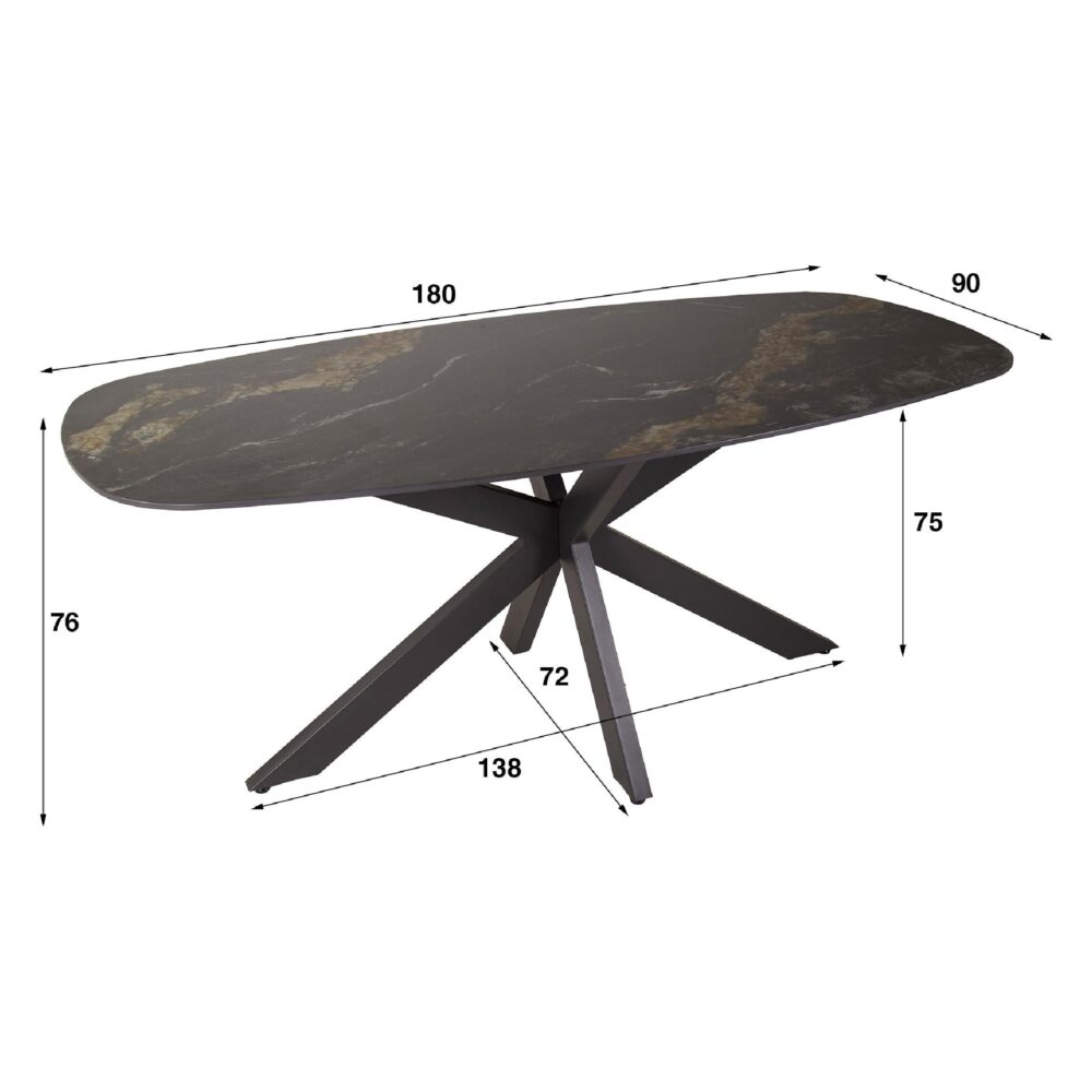 deens ovalen eettafel 180 cm zwart afbeelding 2