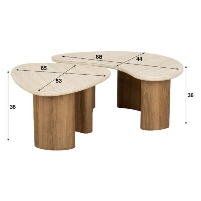 Sorell organische salontafel set travertin afbeelding 2