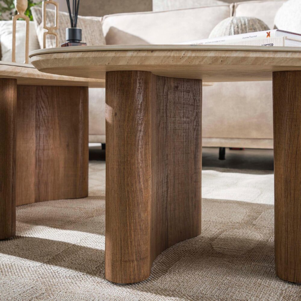 Sorell organische salontafel set travertin afbeelding 5
