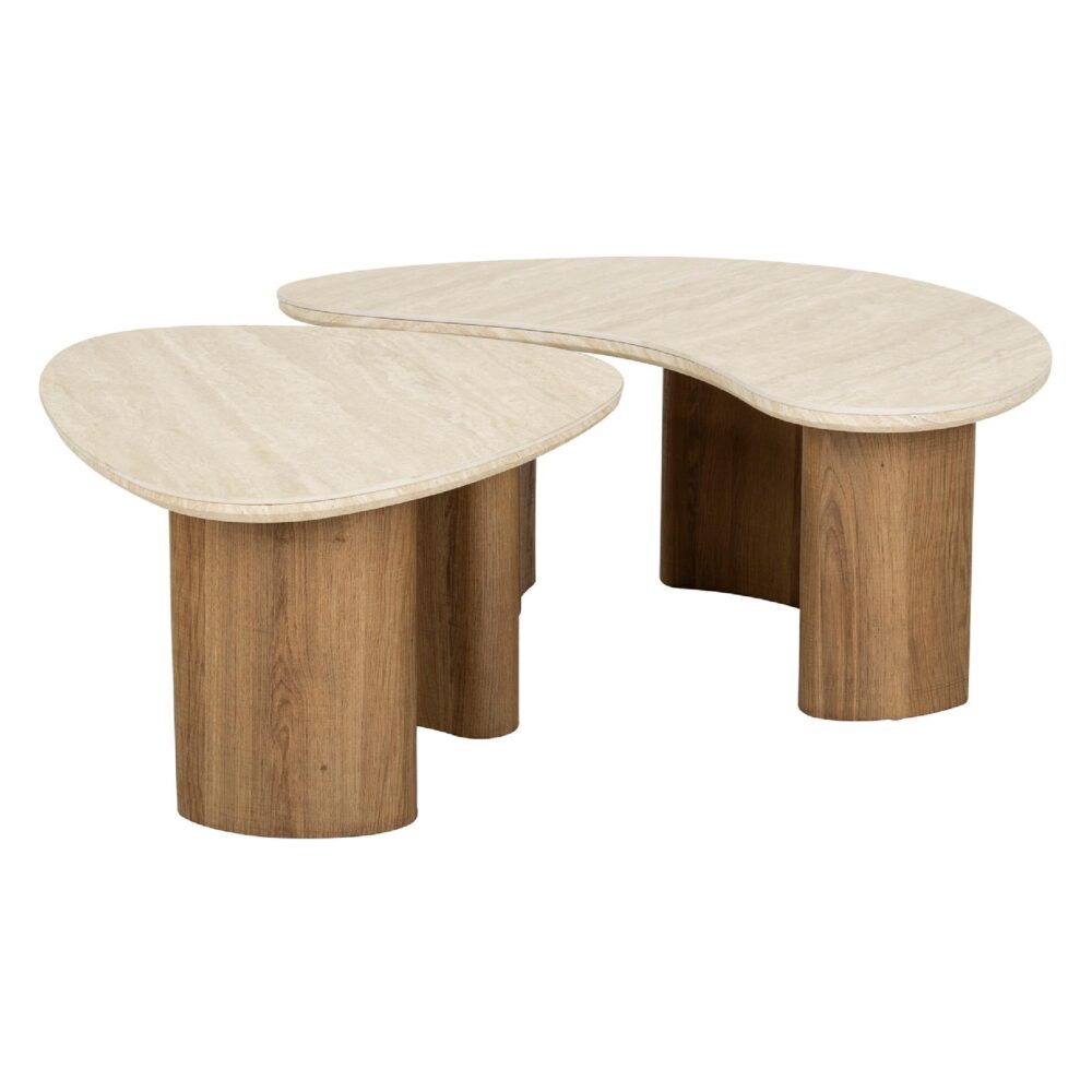 Sorell organische salontafel set travertin afbeelding 1