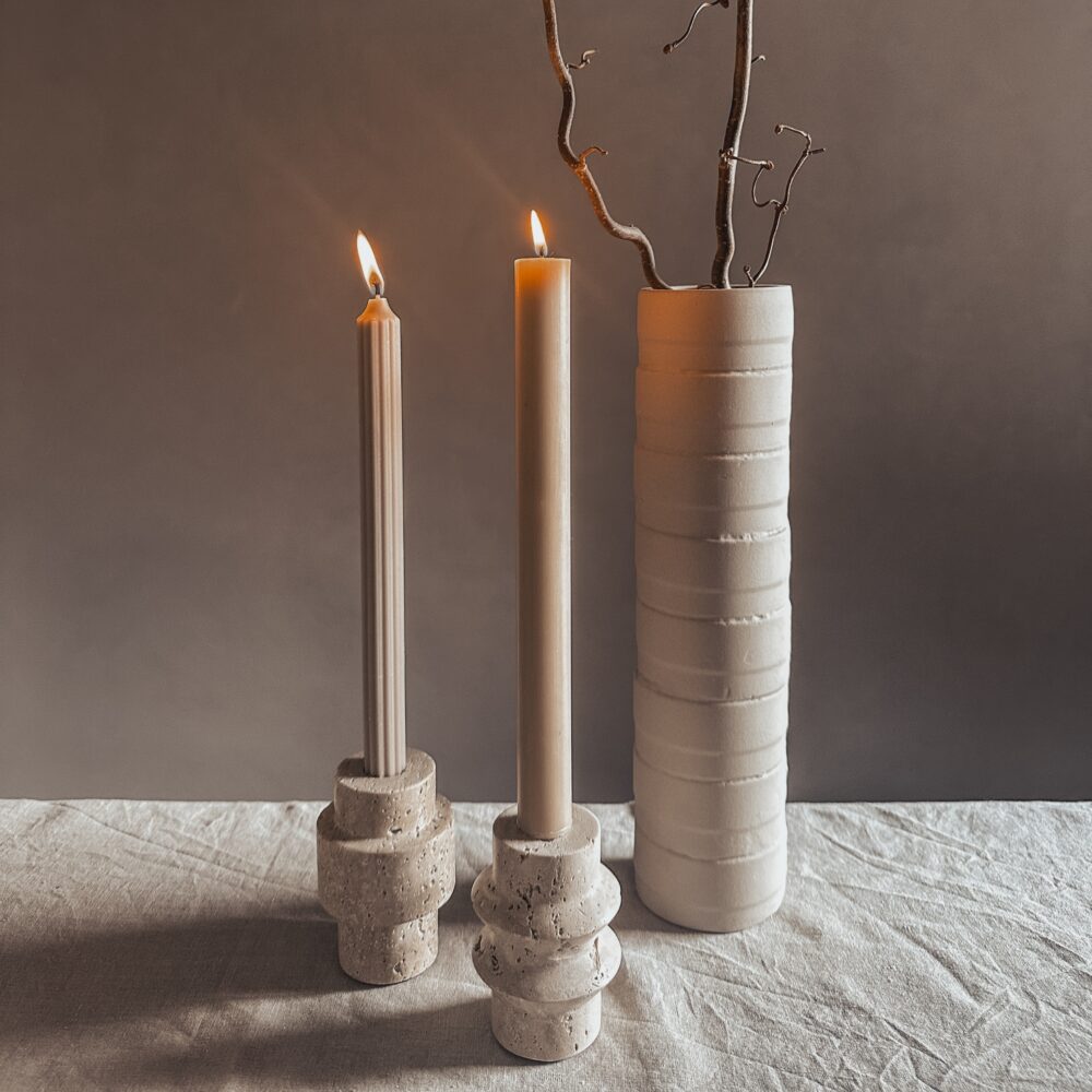 travertin kandelaar cilinder afbeelding 5