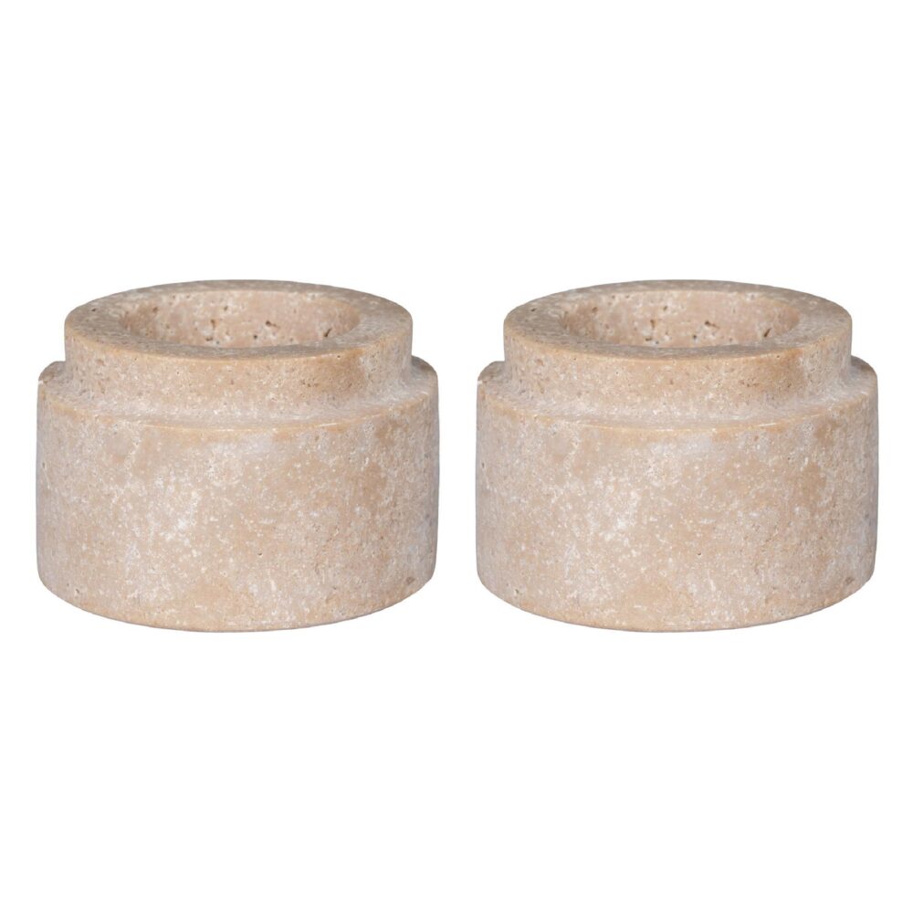 travertin theelichthouders set afbeelding 2