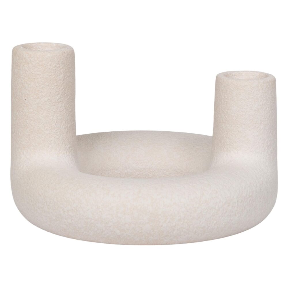 beige keramieken kandelaar afbeelding 1