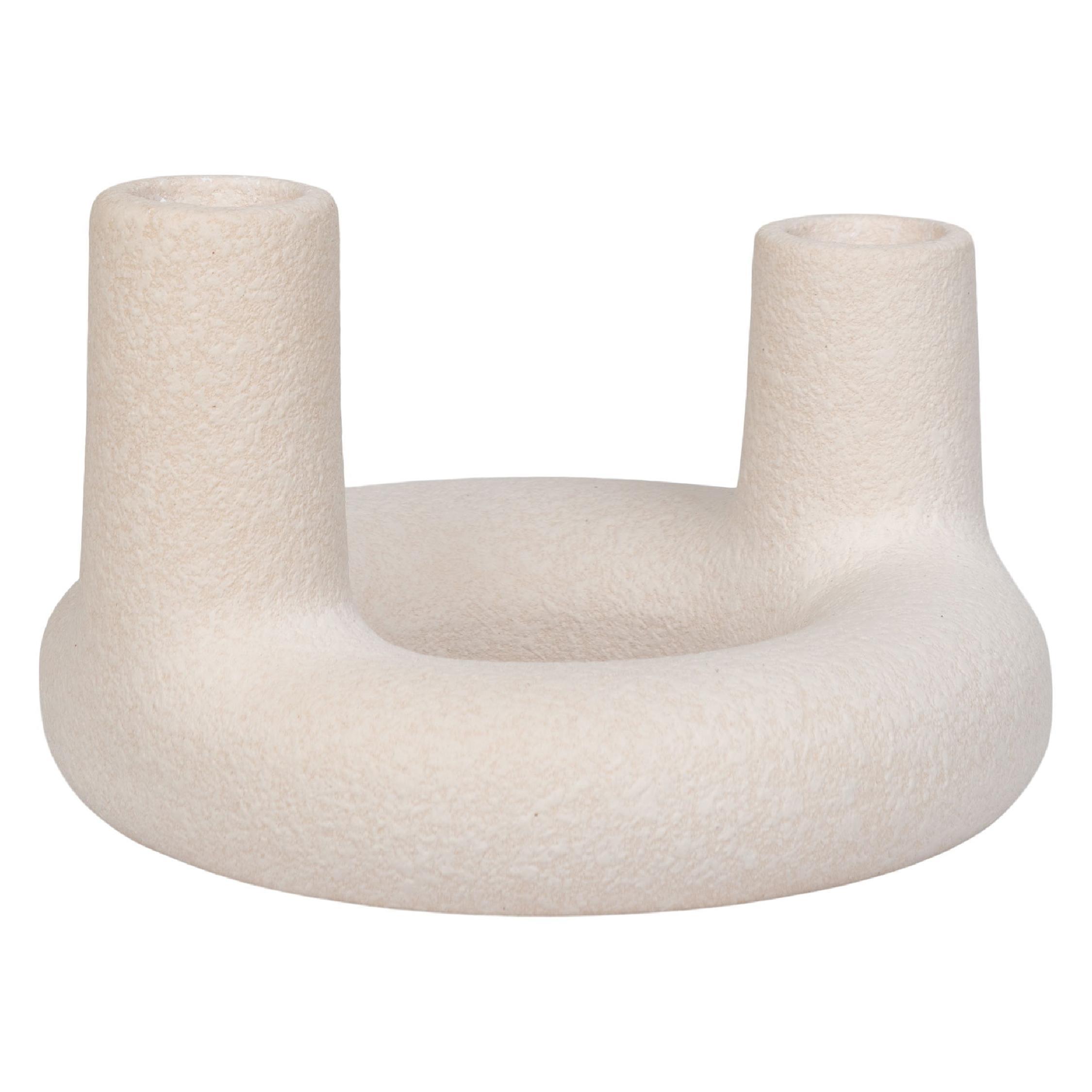 beige keramieken kandelaar afbeelding 3