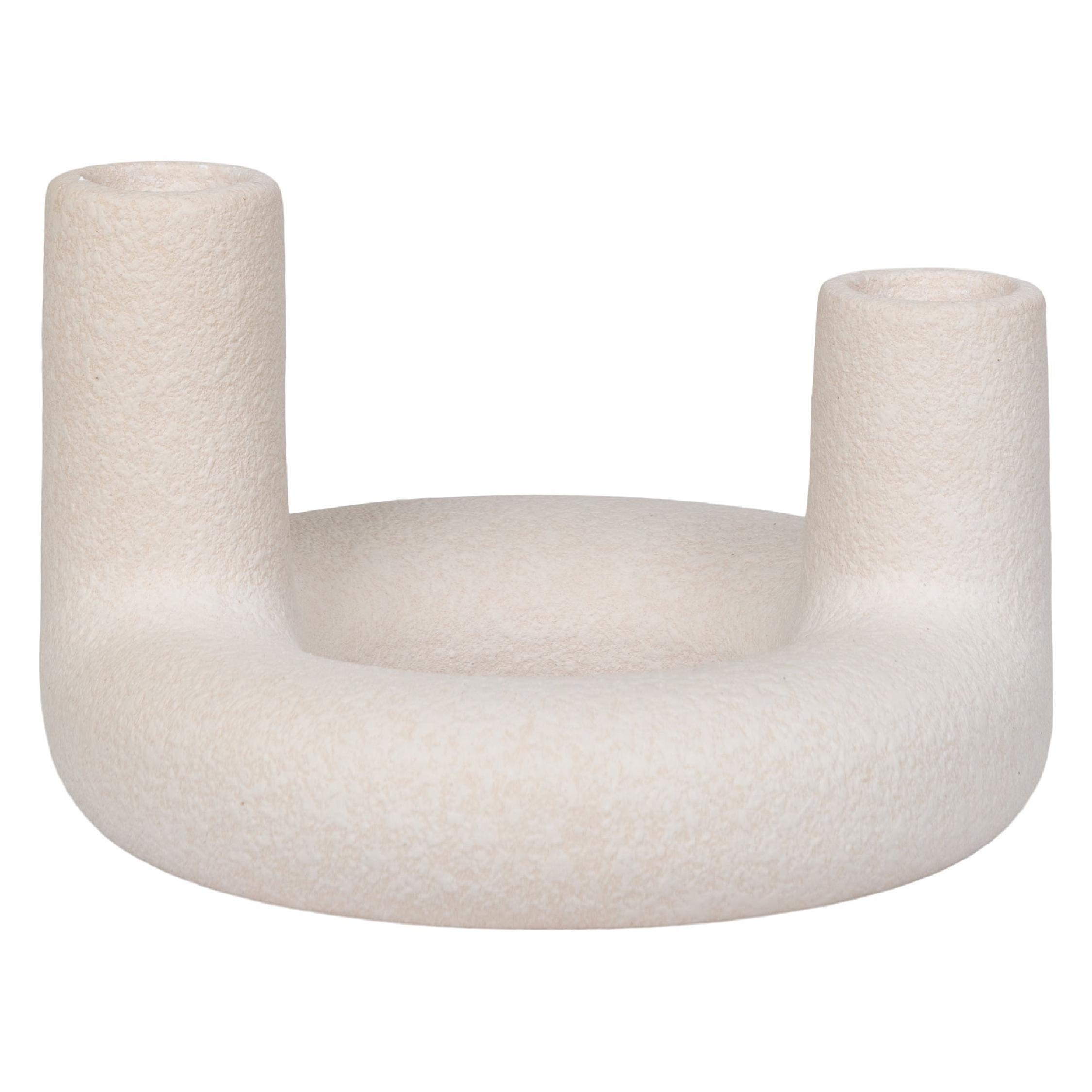 beige keramieken kandelaar afbeelding 1