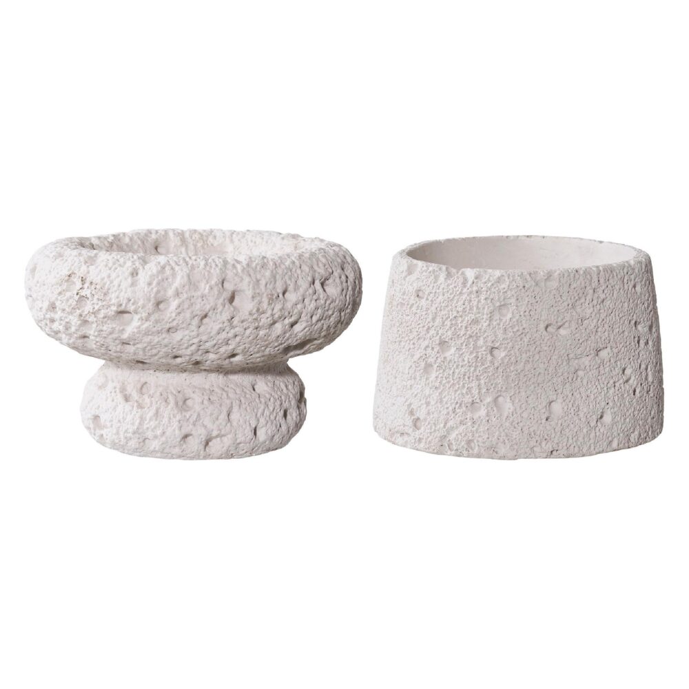 grijze cement kandelaars set afbeelding 1