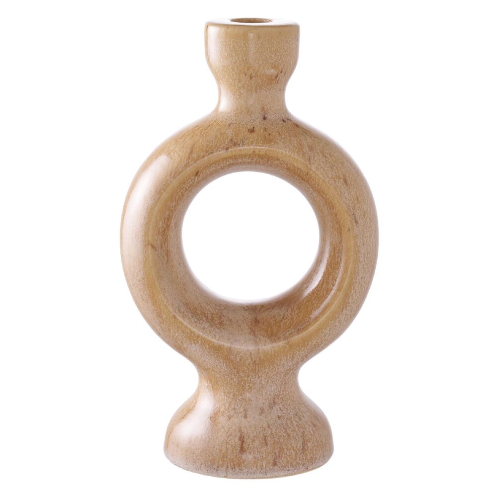 bruine keramieken kandelaar afbeelding 1