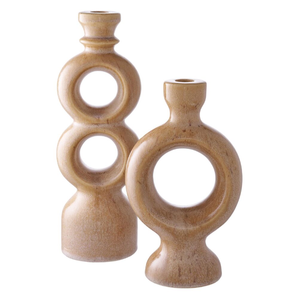 bruine keramieken kandelaar afbeelding 3