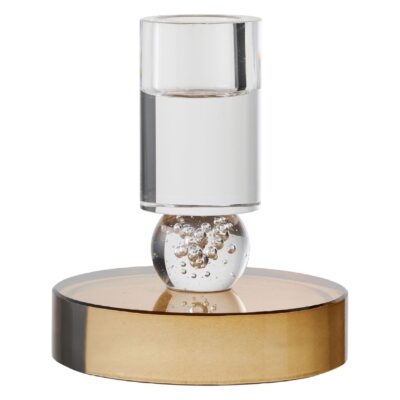 glazen kaarsenhouder bruin wit afbeelding 1