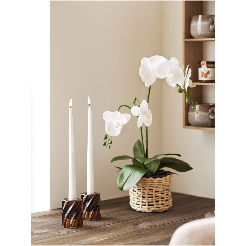 smoked brown glazen kaarsenhouders set afbeelding 5