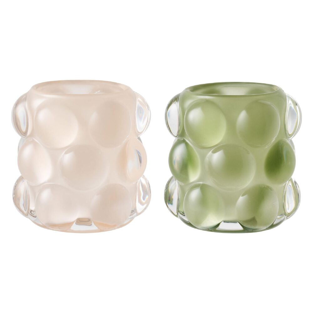 glazen kaarsenhouders beige groen set van 2 afbeelding 1