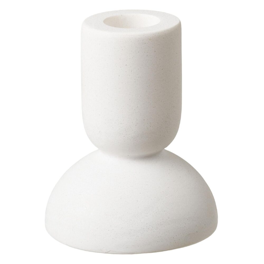 witte kalkstenen kandelaars set afbeelding 3