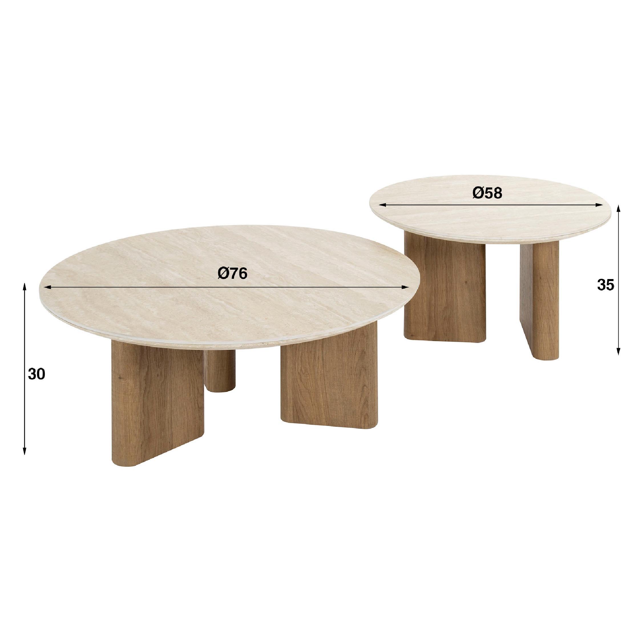 rond travertin salontafel set Sorell afbeelding 2