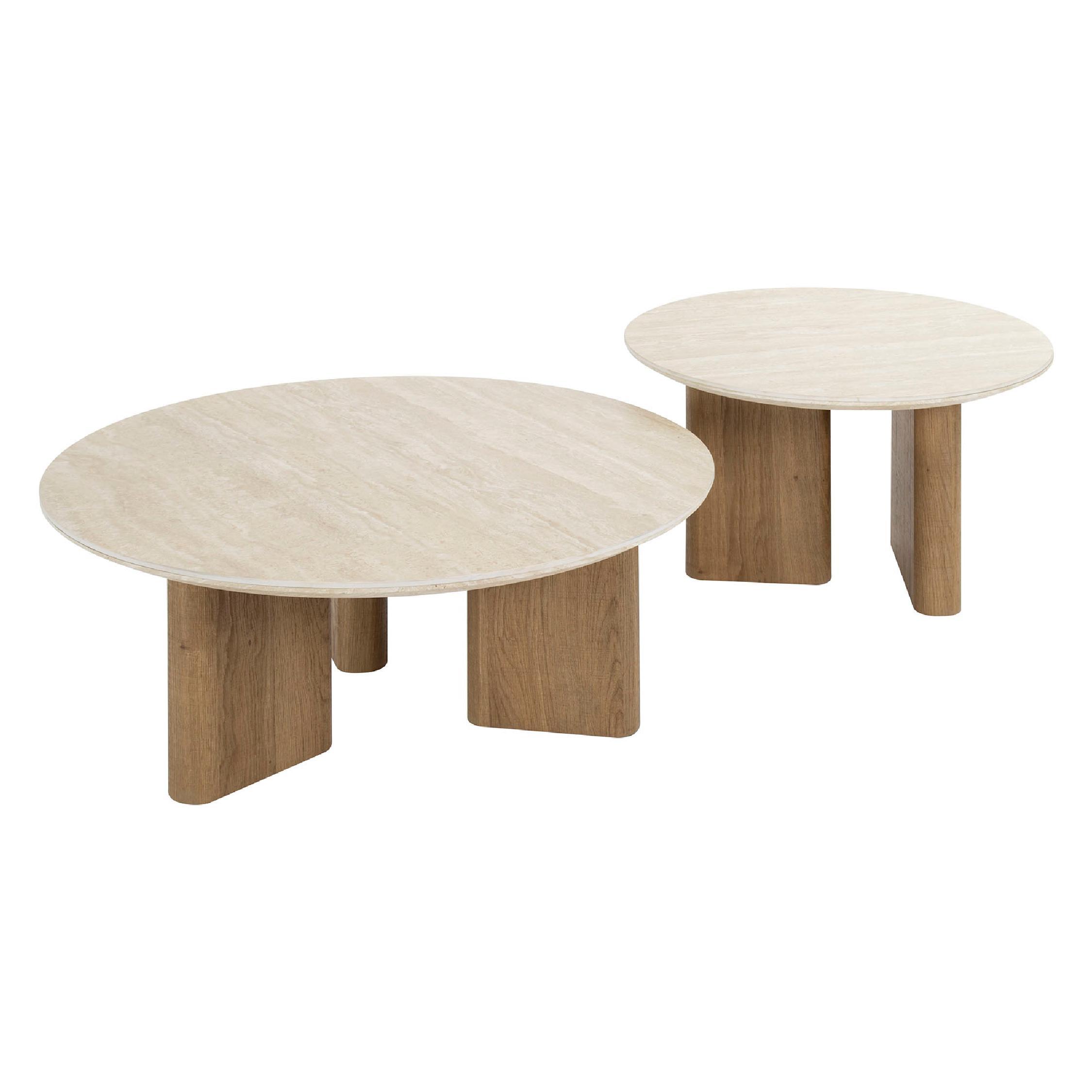 rond travertin salontafel set Sorell afbeelding 1