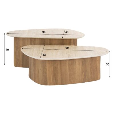 driehoekige salontafelset keramiek travertin-look Sorell afbeelding 2