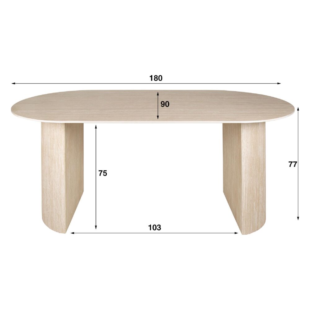 ovale keramiek eettafel Nino travertin afbeelding 2
