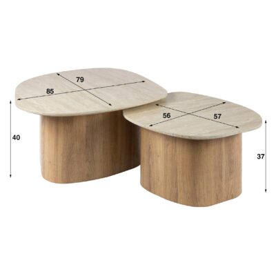 Sorell salontafel set keramiek travertin afbeelding 3