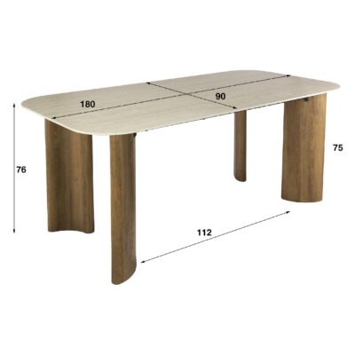 Sorell keramiek eettafel travertin 180 cm afbeelding 2