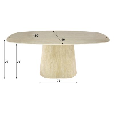 Deens ovale keramische eettafel travertin 180 cm afbeelding 2