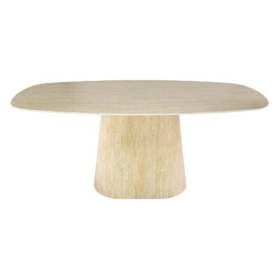 Deens ovale keramische eettafel travertin 180 cm afbeelding 1